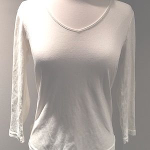 GAP Off White Shimmer V-Neck Long Sleeve Top